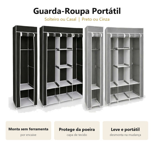 Guarda-Roupa Portátil Desmontável - Organizador Prático Solteiro e Casal