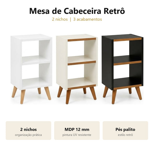 Cabeceira Lateral Retrô 2 Nichos — Compacta e Multiuso
