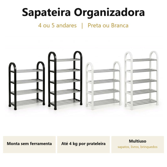 Sapateira Organizadora 4 ou 5 Andares Multiuso Desmontável — Sapatos, Livros e Brinquedos